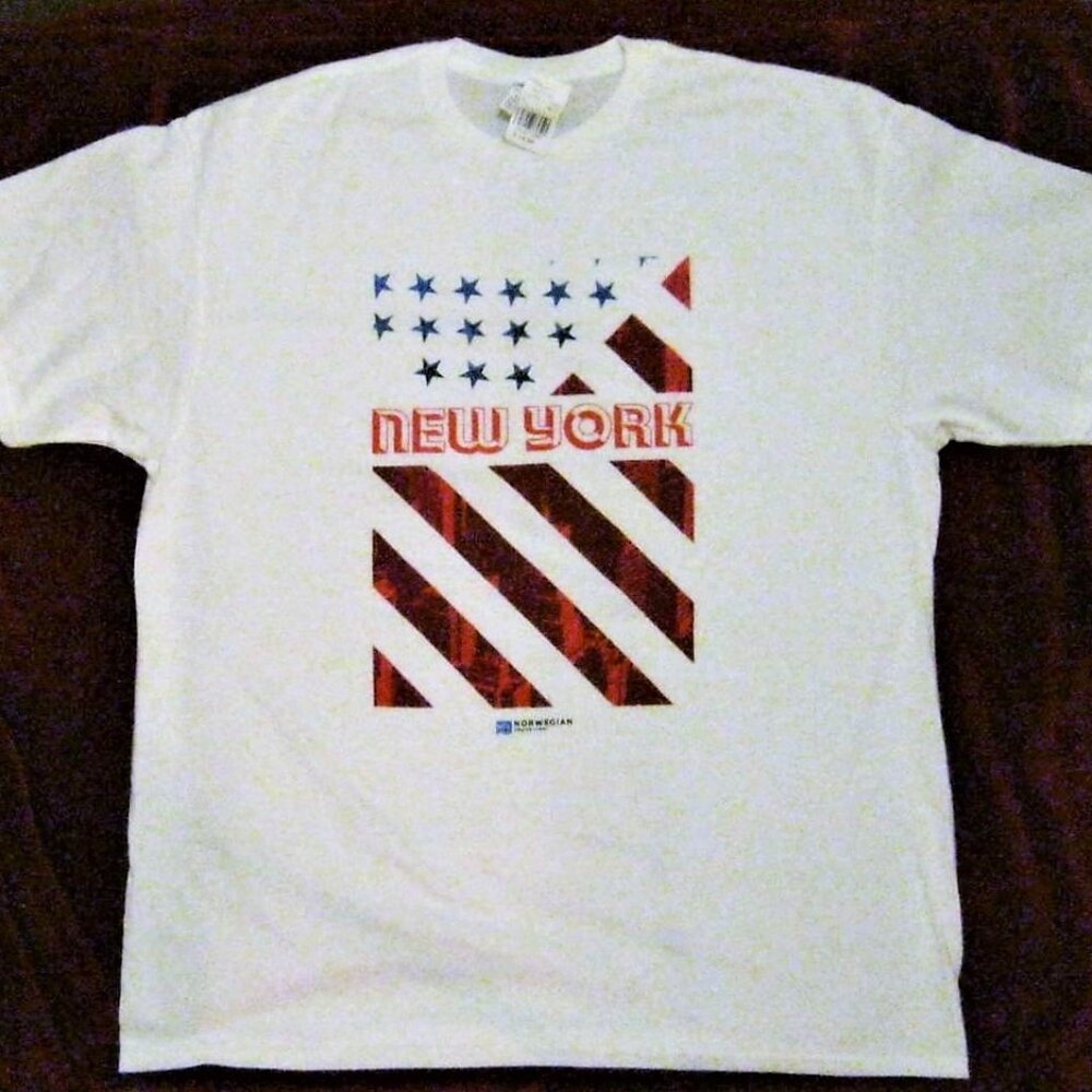 Norwegian Cruise Line Red, White and Blue New York Tee Shirt, Size XL, NWT